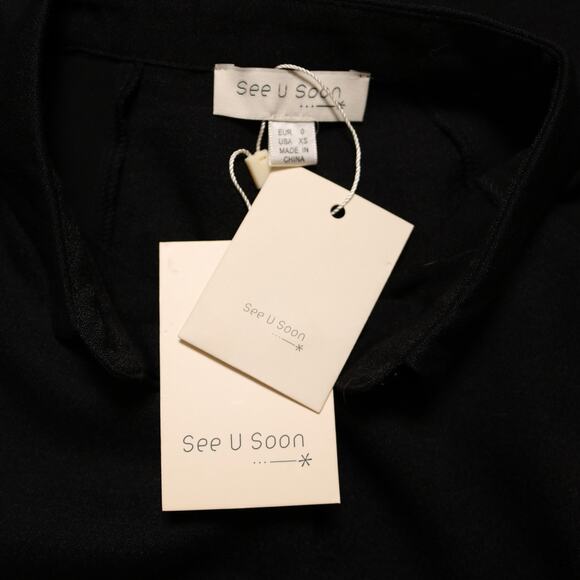 Anthropologie See U Soon Sheer Sleeve Black Collared Button Blouse Size XS - Picture 5 of 10